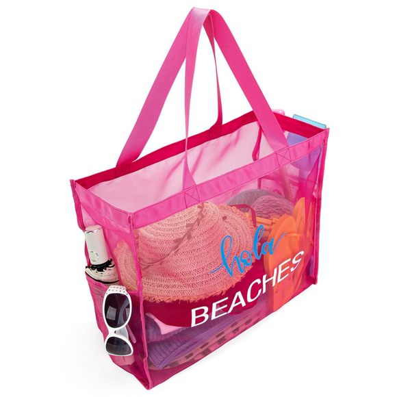 Montana Mesh Beach Travel Bag Large Pink Pool Bag Net B Shoulder :') - Picture 4 of 7